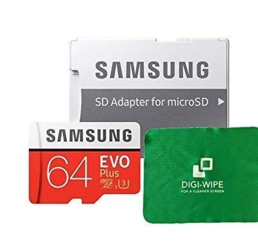 Digi Wipe, scheda di memoria Micro-SD Evo Plus da 64GB per cellulari Samsung Galaxy J1, J2...