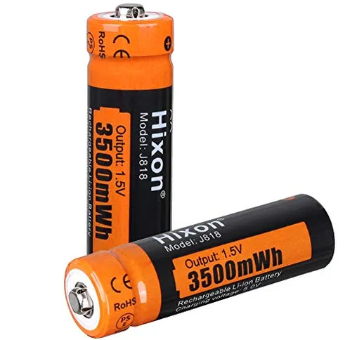 Batteria AA ricaricabile al litio Hixon, alta capacità 3500 mWh, uscita costante 1,5 V, ri...