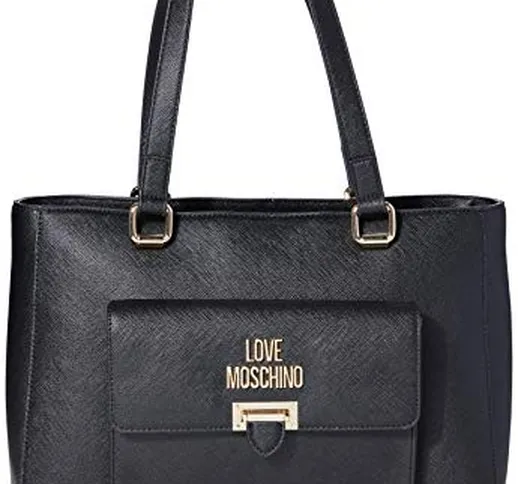 Love Moschino Jc4242pp0a, Borsa Tote Donna, Nero (Black Saffiano), 14x25x35 cm (W x H x L)