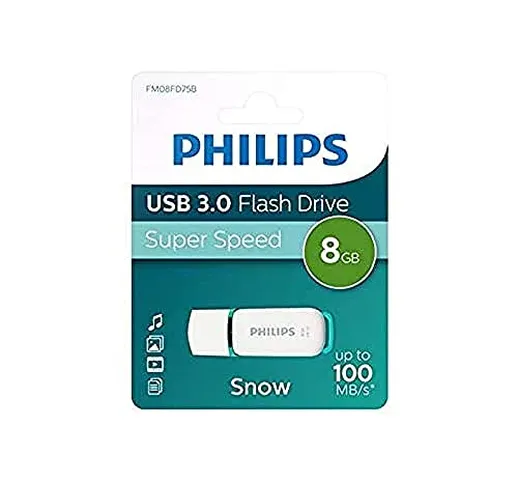 Philips FM08FD75B Memoria USB 3.0 Portatile, 8 GB, Turchese/Bianco