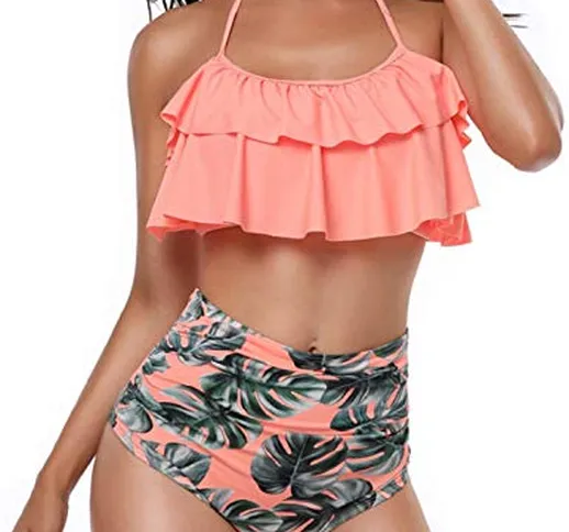 heekpek Costume da Bagno Donna Vita Alta Bikini Imbottito Swimsuit Capestro Brasiliano Bal...