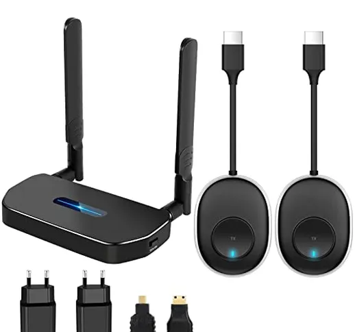 Kit trasmettitore e ricevitore wireless HDMI 4K, due trasmettitori, Casting 165FT/50M 5G s...