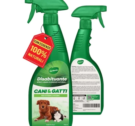 Gardemia Disabituante Vegetale per Cani Gatti 750ml Spray Anti Pipì Esterni Interni Azione...