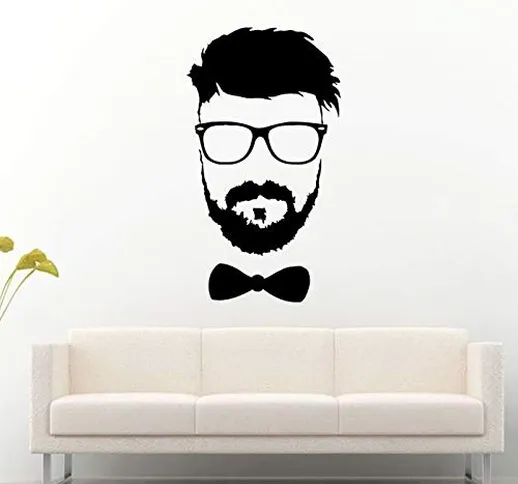 Uomo con occhiali barba e Boe Tie Swag Stickers murali soggiorno adesivi murali in vinile...