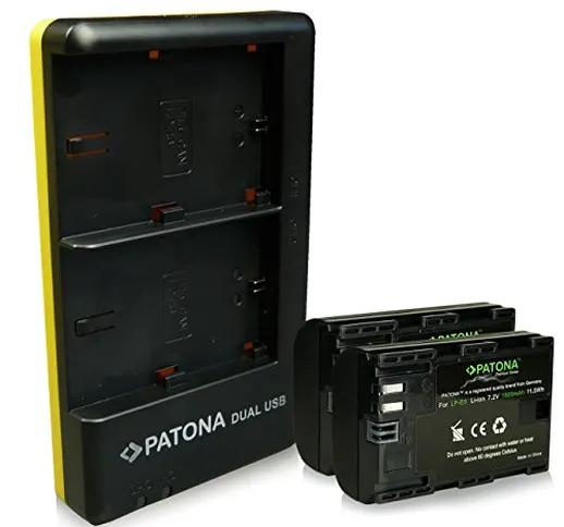 PATONA Caricabatteria doppio + 2x Premium Batteria LP-E6 compatibile con Canon EOS 70D 60D...