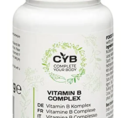CYB Vitamina-B Complesso, combinano tutte le 8 importanti vitamine B, 180 compressas, vega...