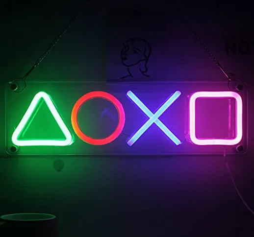 Icona Playstation Insegna al neon Icona a Led Luce al neon Playstation Decorazione da pare...