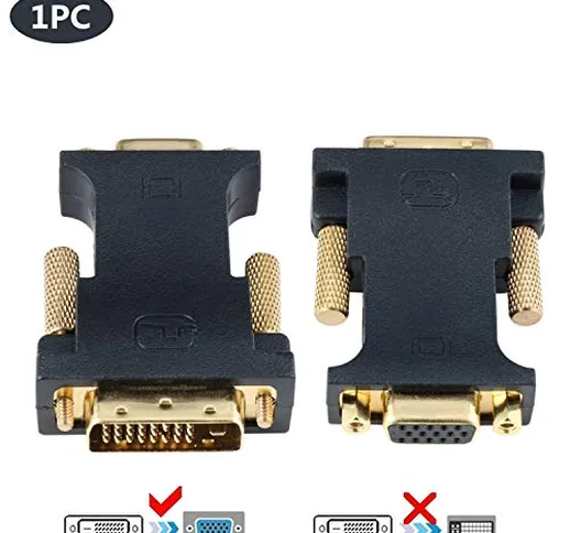 CABLEDECONN DVI to VGA, Active DVI D 24+1 to VGA with Chip Adattatore Convertitore Cavo fo...