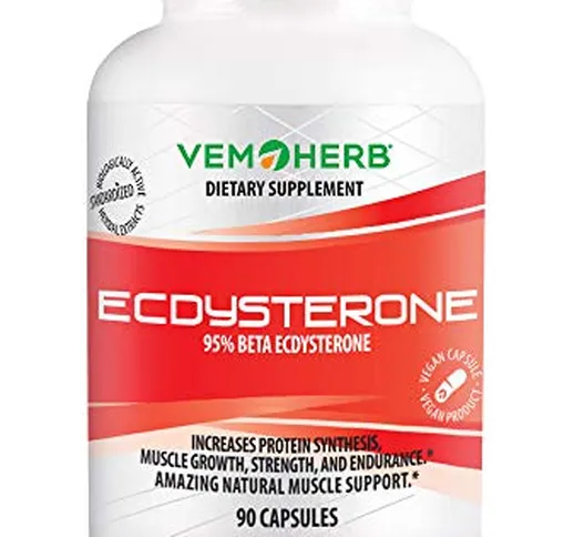 Vemoherb 95% Beta Ecdysterone ad alto dosaggio - 90 capsule - Leuzea Ecdysterone - Nutrizi...