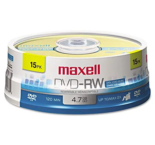 Maxell (R) 635117 4.7 GB 120-minute DVD-RW (15-ct spindle) 5.50 pollici x 5.50 pollici x 1...