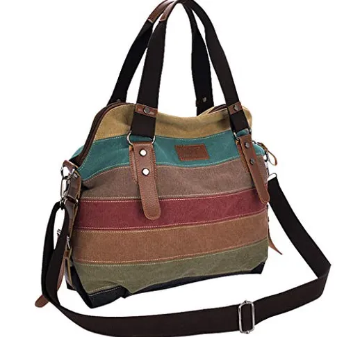 Borse da donna in tela,Borsa a tracolla tote Hobos Borsa a righe per donna Borse a tracoll...