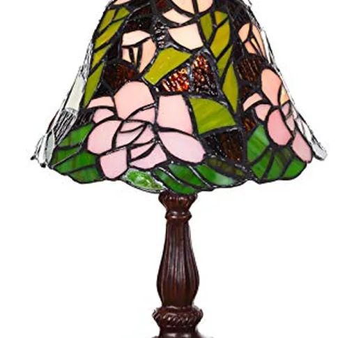 Lampada in stile Tiffany da 8 pollici, con libellula nobile e rosa, lampada decorativa in...