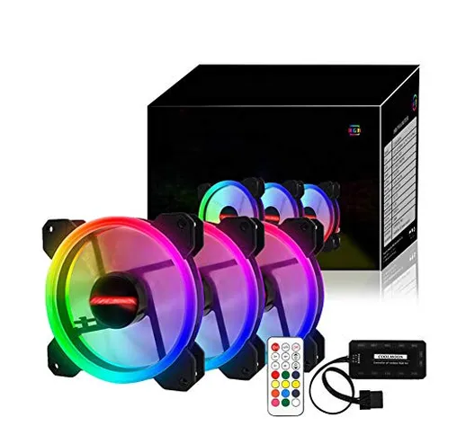 ieenay Ventola RGB PC 12 V 6 Pin 12 cm Ventola di raffreddamento con controller per comput...