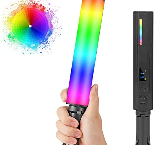ZWOOS Portatile Luce Video LED RGB Dimmerabile, Luce Cilindrica per Fotocamera, Barra Lumi...