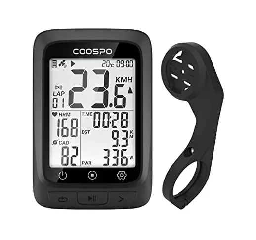 COOSPO Ciclocomputer Senza Fili Contachilometri Bici GPS Wireless Ant+ Bluetooth con Displ...