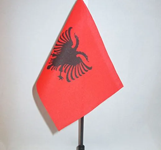 AZ FLAG Bandiera da Tavolo Albania 15x10cm Punta Dorata - Piccola BANDIERINA ALBANESE 10 x...