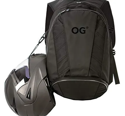 OG Online&GO Ez-RiderPRO Zaino Moto Nero Espandibile 28-35L, Borsa Porta-Casco, Cinghia pe...