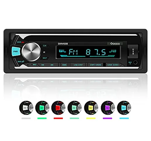 GOKOCO Autoradio Bluetooth, 7 Luci a Colori 60W x 4 Stereo Auto 1 Din Car Radio con e Tele...
