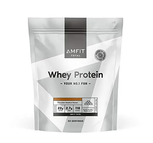 Marchio Amazon - Amfit Nutrition Proteine del Siero di Latte in Polvere 1kg - Nocciola e C...