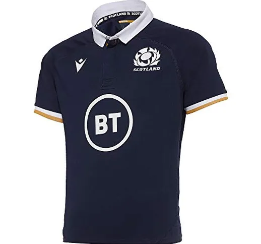 Macron SRU M20 Shirt SS JR, Maglia Replica Home Junior Scotland Rugby 2020/21 Unisex Bambi...