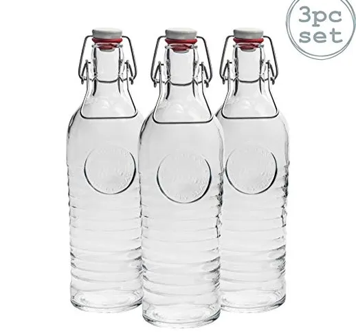Bormioli Rocco bottiglia di vetro, stile Vintage - 1200ml (37.25oz)- Set di 3