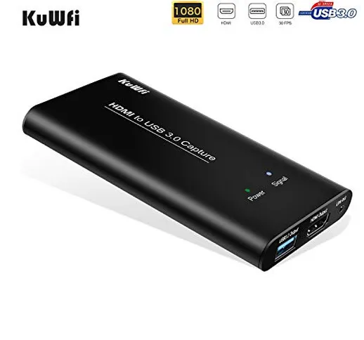 Scheda di acquisizione del gioco HDMI, KuwFi HD Video Capture 1080p HDMI Video Recorder US...