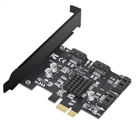 Rivo - Scheda controller SATA III PCIe 3.0 X1 a 4 porte, PCI Express a SATA 3.0 6G, Marvel...