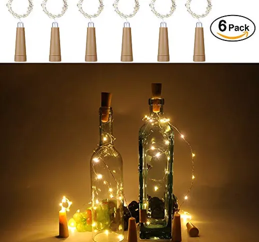 Anpro 6 Pezzi LED Bottle Lights Per Bottiglie Di Vino,LED Luci per Bottiglia,LED Luci Stri...