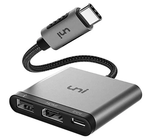 Adattatore USB C HDMI 3 in 1, uni USB C Hub HDMI, 4K HDMI, carica 100W, USB 3.0, compatibi...