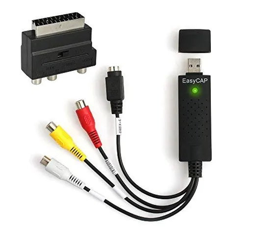 AUTOUTLET Convertitore da VHS a DVD Audio video USB Cattura kit Scart Completo con cavi,Re...