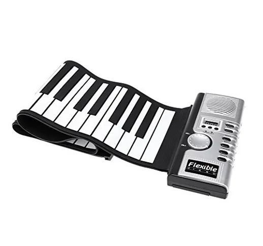 ammoon Tastiera Piano Elettrico Pianoforte 61 Tasti Flessibile Roll Up Morbido Portatile