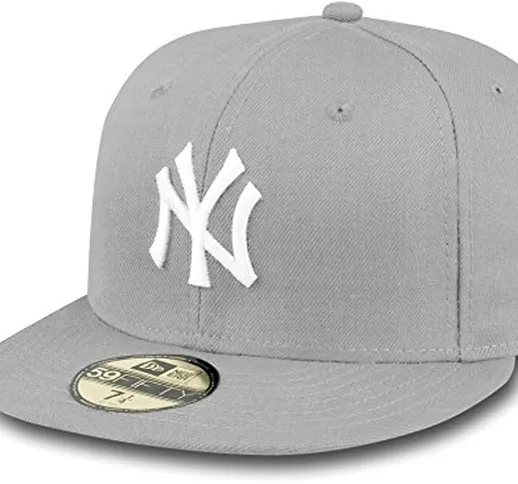 New Era MLB Basic NY Yankees 59Fifty Fitted - Cappello con visiera, Grigio (Graphite/White...