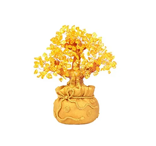 Healifty Albero di Soldi Fortunato Albero di Citrino Feng Shui Bonsai Artificiale Cristall...