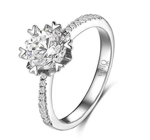 Olrla Anello di fidanzamento da donna diamante moissanite certificato da 1,0 carati, 6 pun...