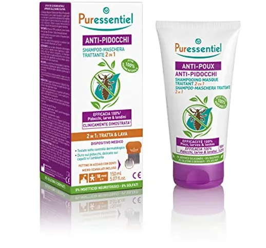 Puressentiel - Anti-Pidocchi - Shampoo Maschera Trattante 2 in 1 - Efficacia provata per e...