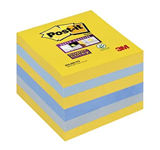Post-it Super Sticky Foglietti, 90 Fogli, Confezione da 6 Blocchetti, 76 x 76 mm, Multicol...