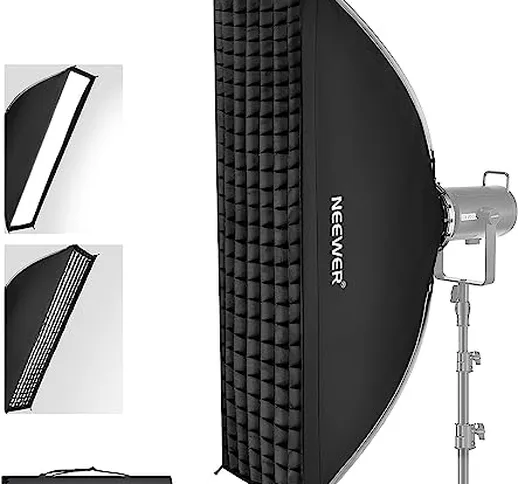 NEEWER 30x120cm Softbox Rettangolare a Ripiegamento Rapido, con Diffusori/Griglia di Diffu...