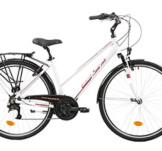 F.lli Schiano Voyager, Bici Trekking Donna, Bianco-Rosso, 28''