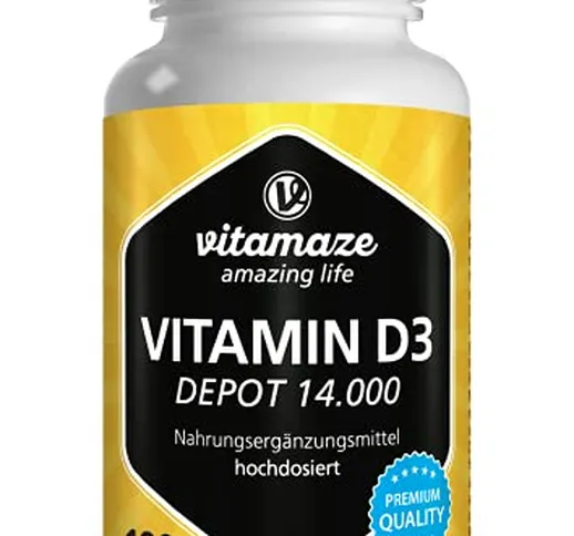 Vitamaze® Vitamina D3 a Rilascio Prolungato 14.000 UI ad Alto Dosaggio (14 Giorni), 180 Co...
