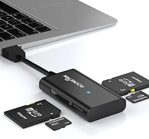 Rocketek USB 3.0 Lettore di Schede SD Micro SD/TF, 4 in 1 USB Lettore Schede di Memoria SD...