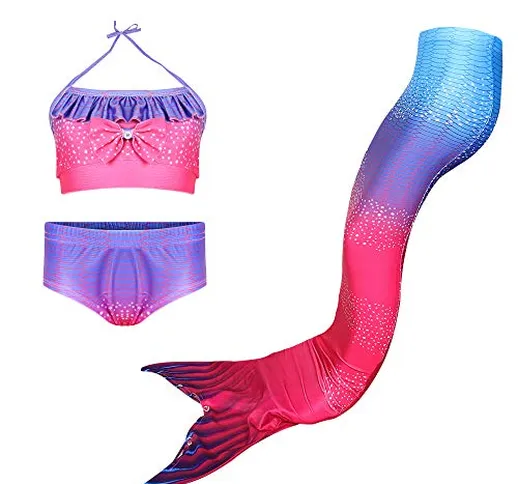 DSL Costume da Bagno da Bambina a Sirena Costume da Bagno a Sirena Costume da Bagno a Coda...