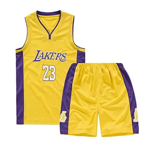 BCGG® Maglia # 23 Lebron James Lakers Tank, Divisa da Basket da Bambino Stelle Top, Abbigl...