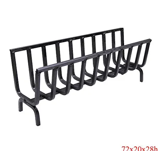 Brucialegna, porta legna, braciere in ferro per camino e barbecue (cm 72x20x28h)