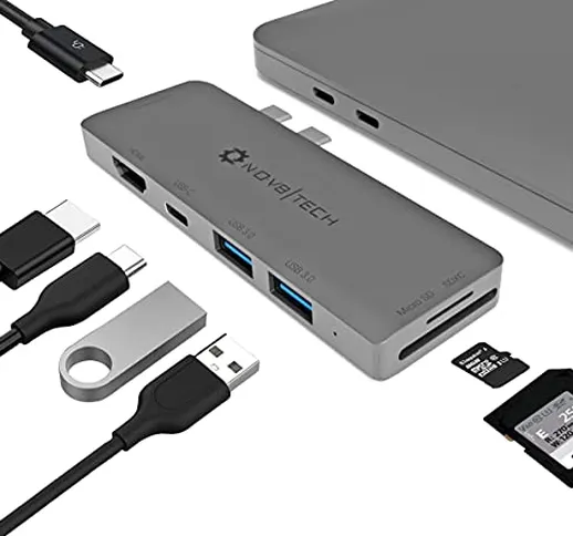 NOV8Tech Adattatore multiporta da USB C a HDMI Hub 7in2 per MacBook Pro 2020 M1 2019 2018...