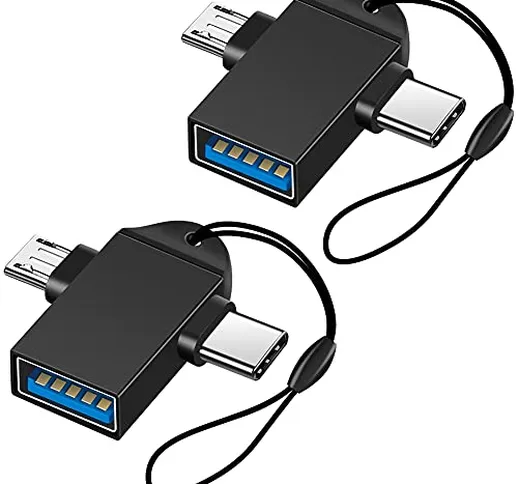 Adattatore 2 in 1 Micro USB/USB-C a USB 3.0 Femmina (2 Pezzi), Seminer Adattatore da USB T...