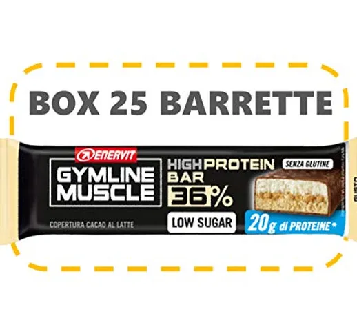 Enervit Gymline Muscle 36% High Protein Bar Confezione 25 Barrette da 55g (Cookie (copertu...