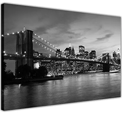 Bianco e Nero Stampa su Tela, Stampe New York City Bridge Immagini Decorazione della Stanz...