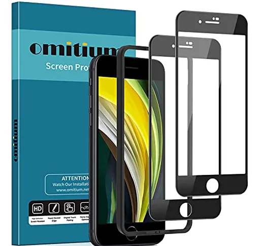 omitium [2 Pezzi Full Vetro Temperato Compatibile con iPhone SE 2020 / iPhone 8 / iPhone 7...
