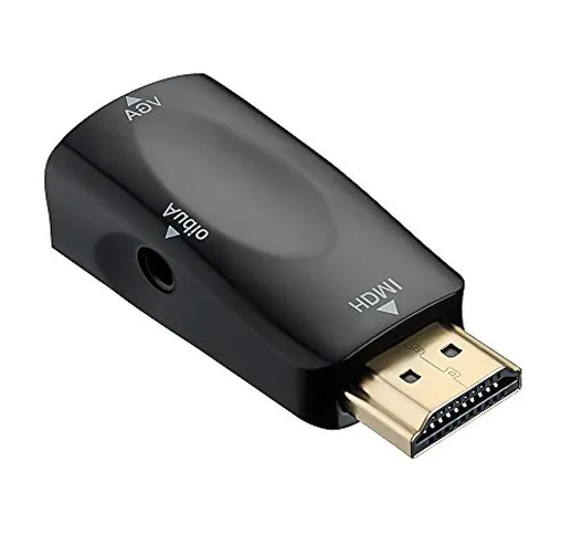 HDMI a VGA, Vimmor Tiny Portable HDMI a VGA con adattatore audio maschio a femmina con usc...