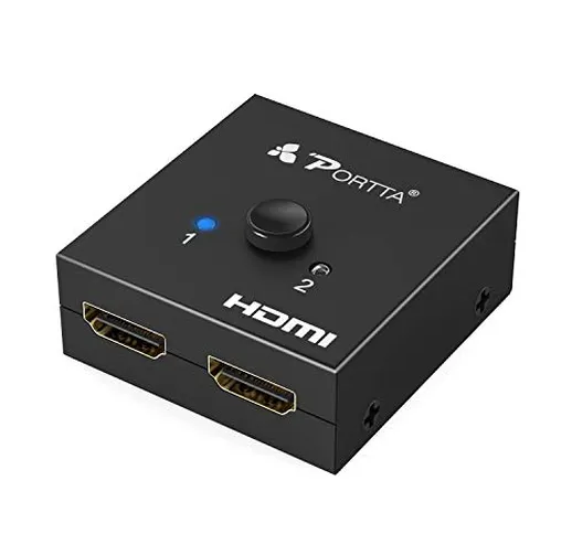 HDMI Switch Bidirezionale 4k, Portta splitter hdmi 4K@60hz 2 in 1 out Switcher HDMI 1 in 2...